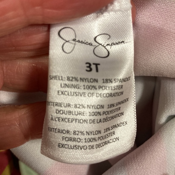 Jessica Simpson rash guard ruffle butt striped swim suit size 3t - Picture 8 of 8